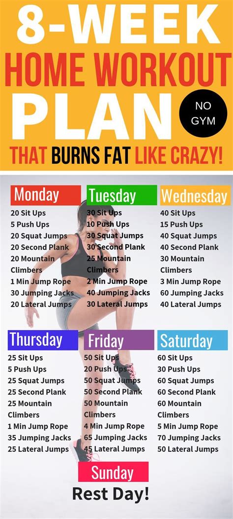 The 8 Week Home Workout Plan Is Shown