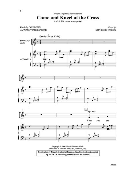 Come And Kneel At The Cross Satb By Don Jw Pepper Sheet Music