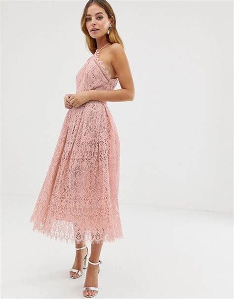 Asos Design Petite Lace Midi Dress With Pinny Bodice Asos Asos Lace