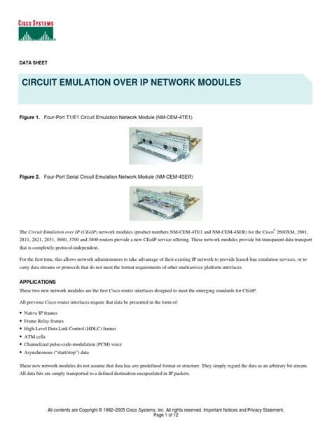 Circuit Emulation Over Ip Network Modules Pdf Internet Protocols