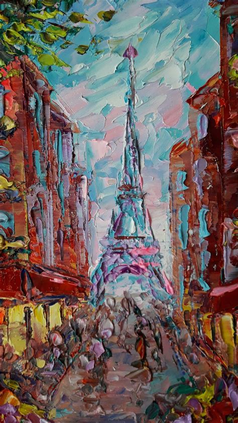 Paris Painting Eiffel Tower Painting Original Art Impasto Painting