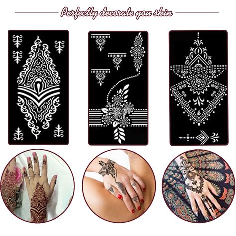 Buy Koogel 18 Sheets Henna Tattoo Stencil Kit 97 Pcs Temporary Glitter