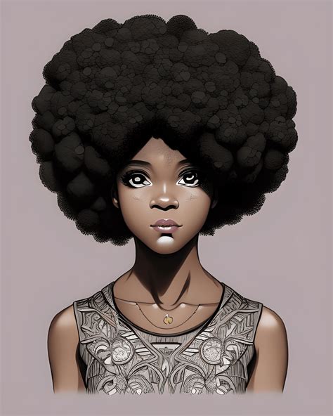 Black Girl With An Afro In Anime Style · Creative Fabrica