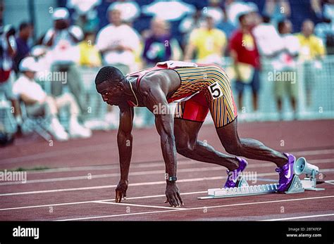 Sequence Of Michael Johnson Usa Starting The 400 Meters Final At The