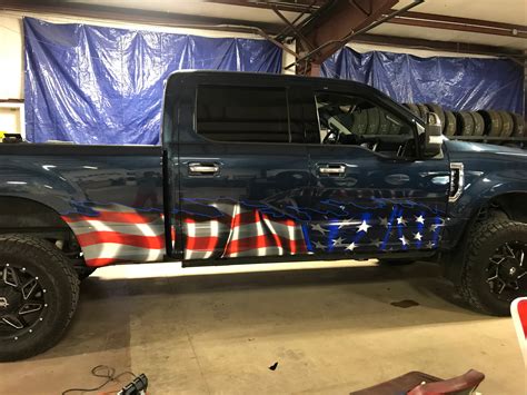 American Flag Vinyl Wrap On Ford Pickup F250 Xtreme Digital Graphix