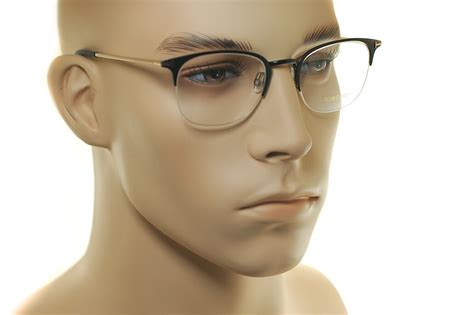 tom ford ft5452 002 50mm mens square metal half rim eyeglasses matte black gold ebay