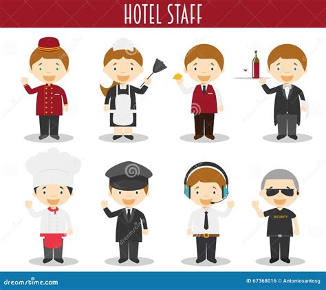 Vector Set Of Hotel Staff Professions Stock Vector Illustration Of