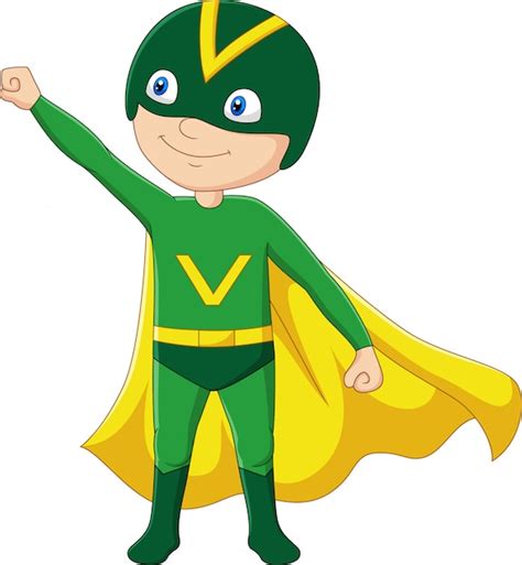 Premium Vector Cartoon Superhero Boy Isolated On White Background