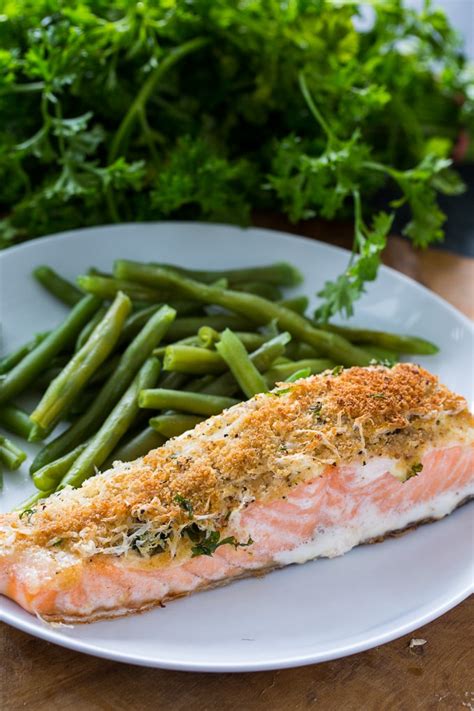 Divide lemon mayonnaise evenly and spread over salmon. Baked Parmesan Salmon - Spicy Southern Kitchen
