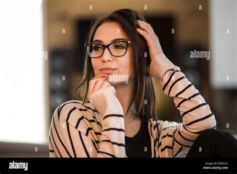 Dark Haired Woman Wearing Glasses Hi Res Stock Photography And Images