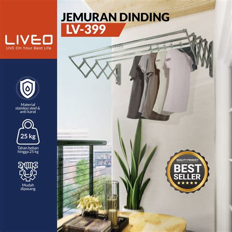 Jemuran Dinding Baju Stainless Steel Liveo LV-399 / Jemuran Lipat
