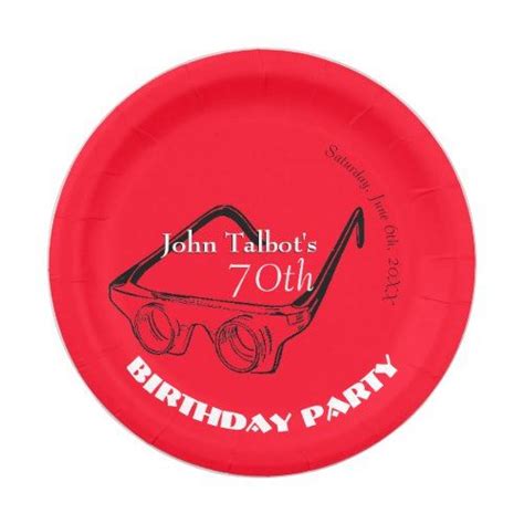 3d Glasses 70th Birthday Party Paper Plate Zazzle Birthday Party