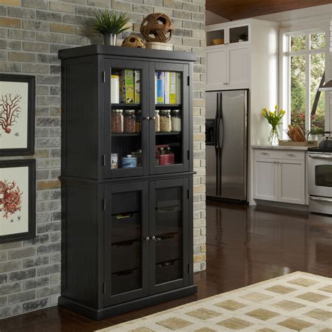 Freestanding pantry cabinet for kitchen. Home Styles Distressed Black Nantucket China Pantry - Home ...
