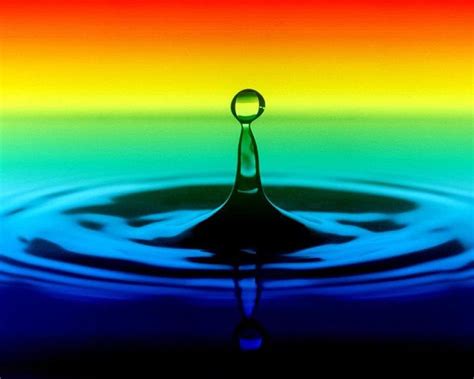 Rainbow Drops Rainbow Ripples Coloured Water Water Droplet Hd
