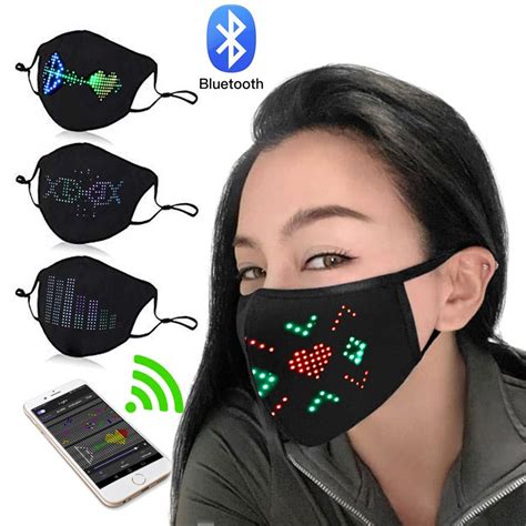 Flexible Led Light Up Face Mask Cosplay Usb Rechargeable Glowing