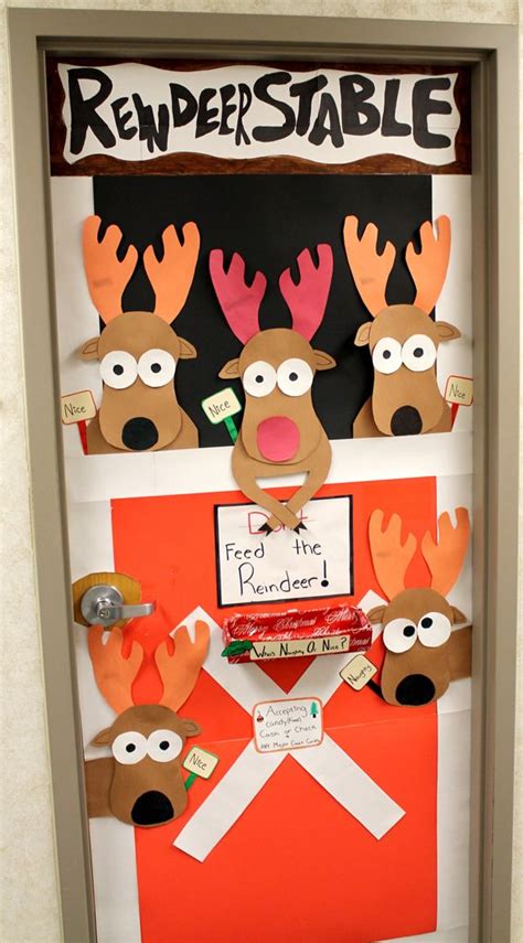 Reindeer Stable Barn Party Next Year Christmas Classroom Door