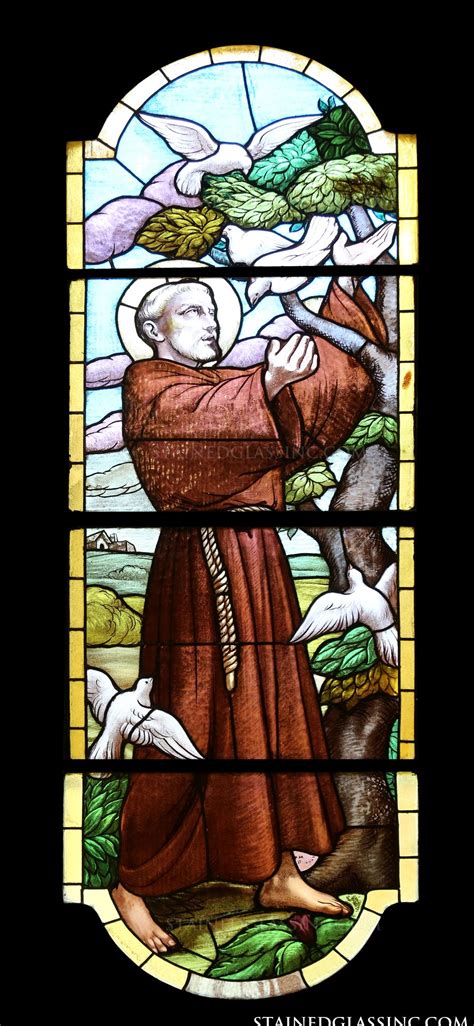 Saint Francis With The Birds Religious Stained Glass Window