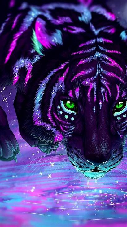 Neon Animal Tiger Wallpapers Cat Lombn Drawing