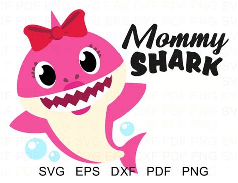 Mommy Shark With Bubbles Shark Family Vector Clipart Svg ...