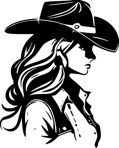 Cowgirl Black And White Vector Illustration Vector Art At Vecteezy