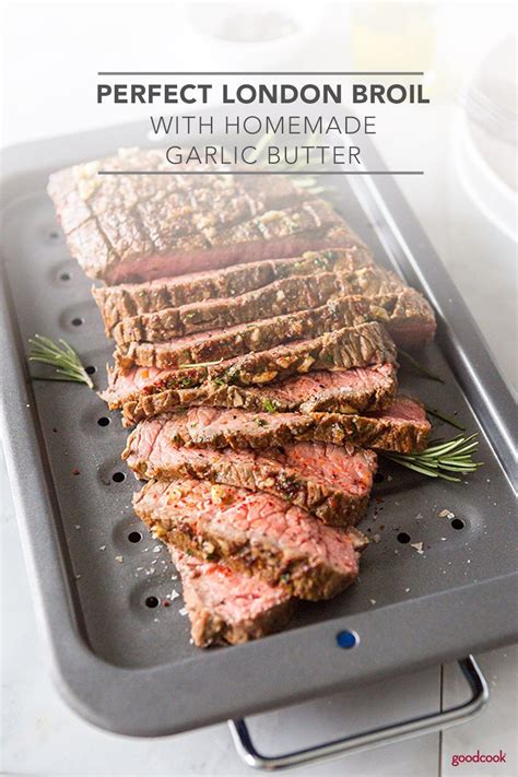 Classic, easy london broil marinade consists of 2 parts dry red wine to 1 part each oil, red wine vinegar, worcestershire sauce and sugar, along with a few cloves of minced garlic and. Perfect London Broil With Homemade Garlic Butter | Recipe ...