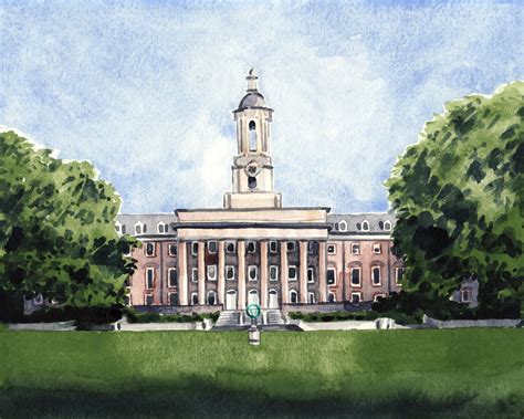 Penn State Old Main Giclee Print Of Watercolor State College