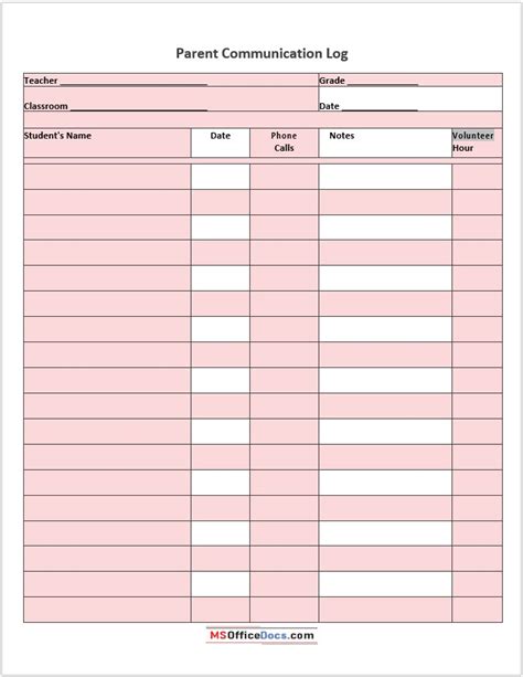 Free Communication Log Templates Ms Office Documents