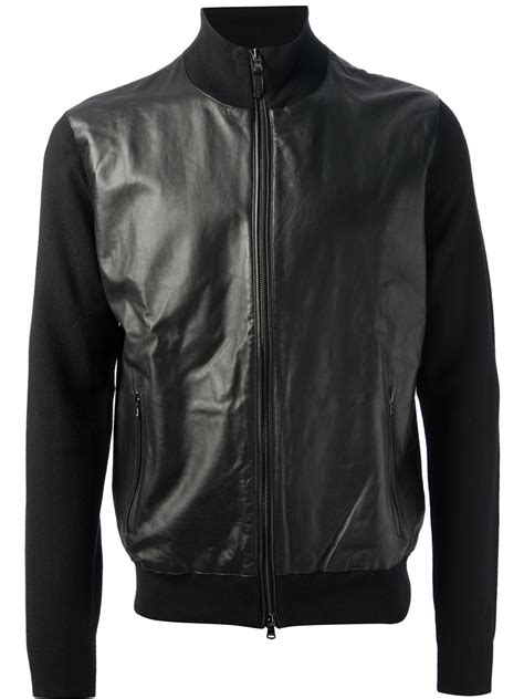 Michael Kors Leather Front Cardigan In Black For Men Lyst