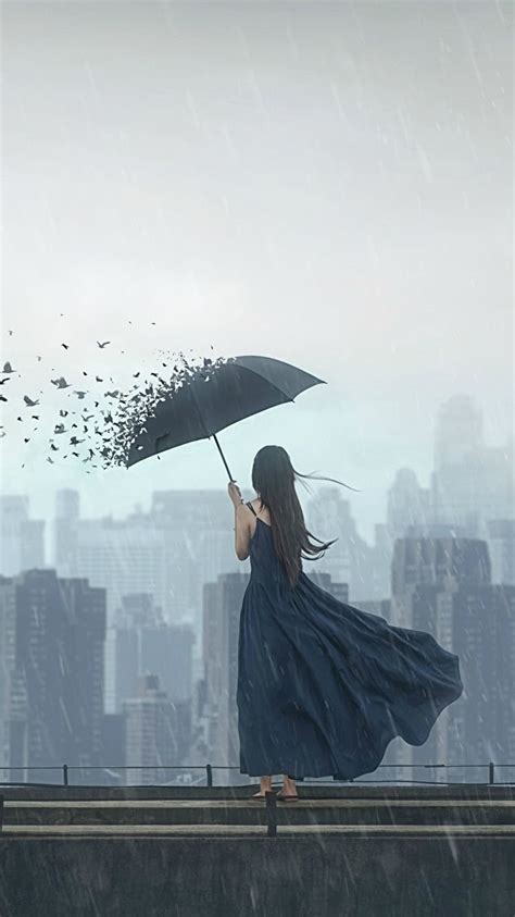 Women In Rain With Umbrella Wallpapers Download Mobcup
