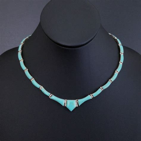 Vintage Turquoise Necklace Sterling Silver Southwestern Etsy