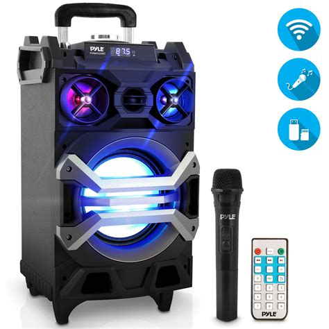 Pyle 500 Watt Outdoor Portable Bluetooth Karaoke Speaker System Pa Stereo With 8 Subwoofer