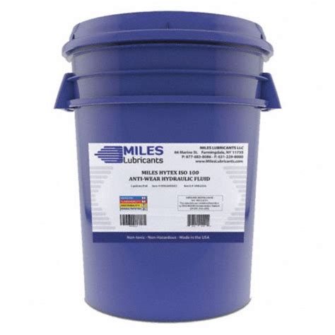 miles lubricants mineral hydraulic oil 5 gal pail iso viscosity grade 100 49cl24