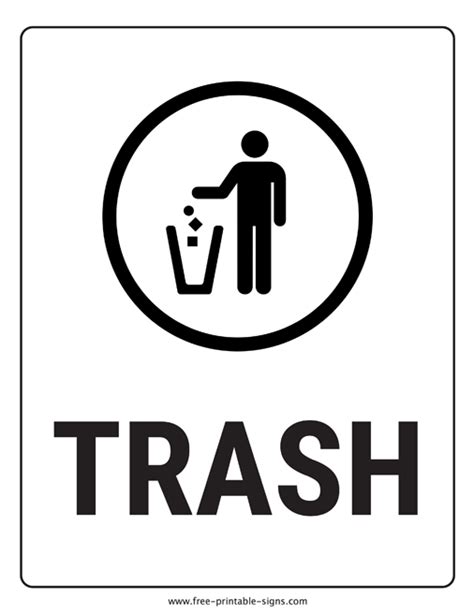 Trash Sign Printable