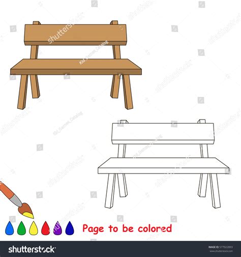 Wooden Bench Be Colored Coloring Book Stock Vector Royalty Free