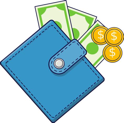 Blue Wallet With Cash And Coins Clipart Free Download Transparent Png