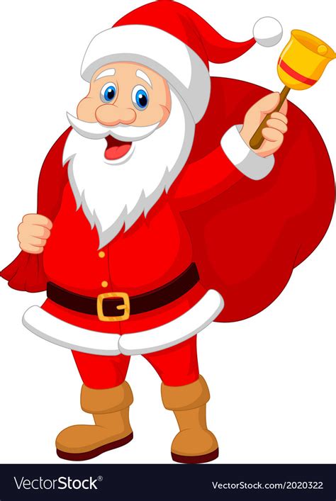 Santa claus cartoon with bell carrying sack Vector Image