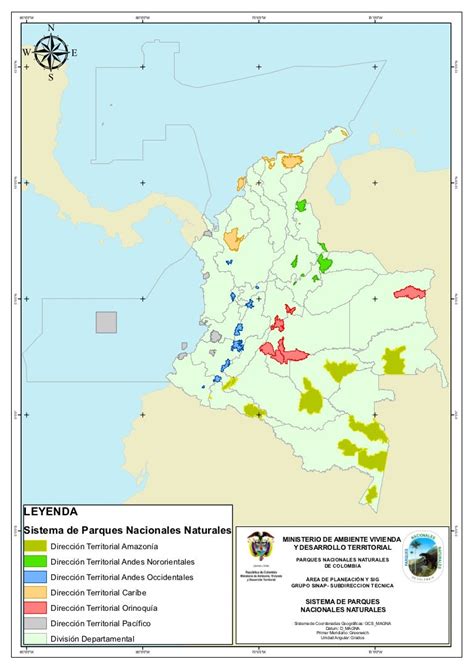 Mapa Del Sistema De Parques Nacionales Naturales De Colombia