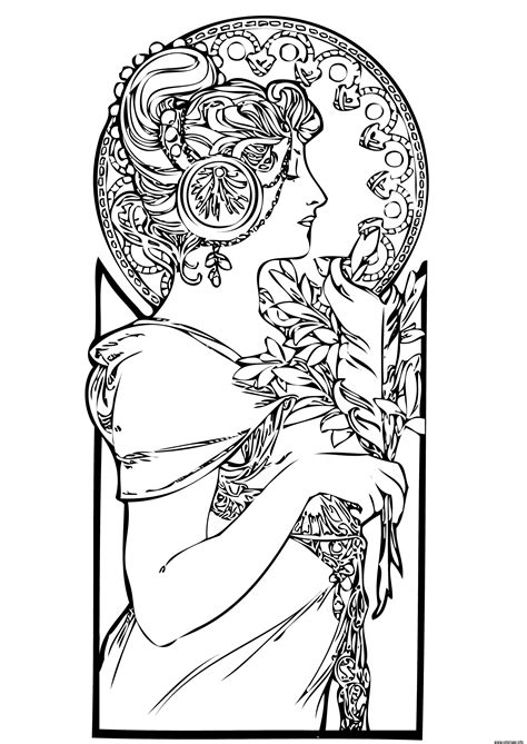 Coloriage Femme Art Nouveau