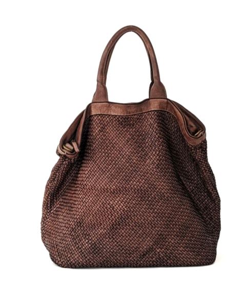 Bolso Shopper Trenzado De Piel Lavada Marr N Choco Beatrice Ibags Belts