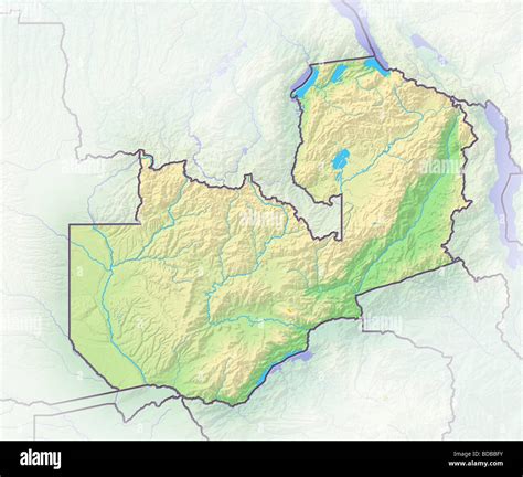 Zambia Shaded Relief Map Stock Photo Alamy