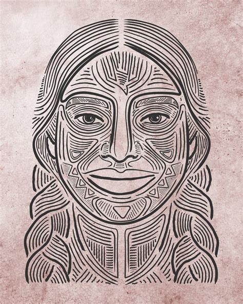 Ejemplo Dibujado Mano Indígena De La Mujer Ilustración Del Vector Ilustración De Cara Indio