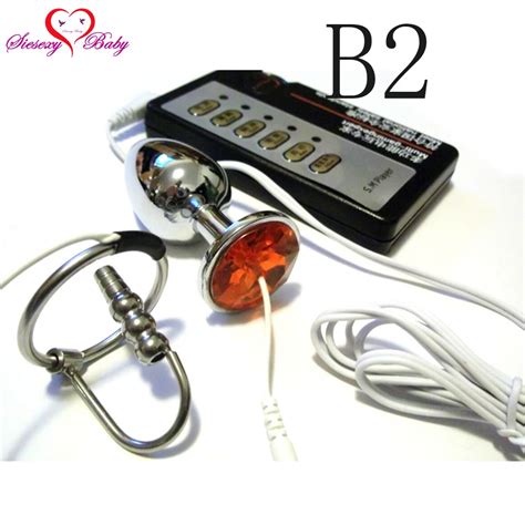 B Anal Electro Plug Electric Shock Hollow Penis Plug Medical Themed Toys Electro Stimulation