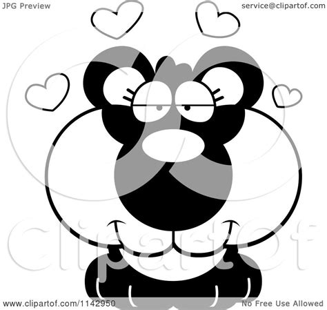 Cartoon Clipart Of A Black And White Cute Loving Panda Vector