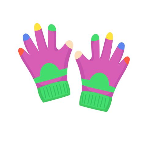 Children Gloves And Cartoon Person Child Glove Hand With Finger Winter