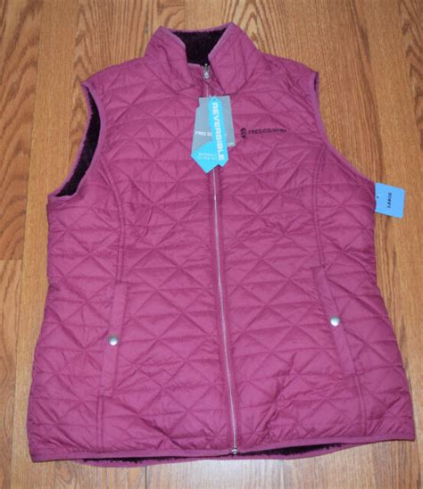 Nwt Womens Free Country Rose Mahogany Reversible Quilted Pile Vest