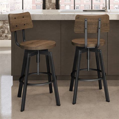 Farmhouse Swivel Counter Stools Karly Swivel Solid Wood Adjustable