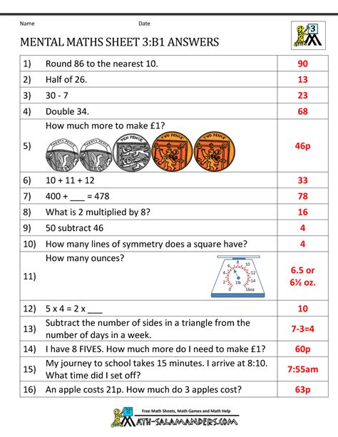 We help your children build good study. Mental Maths Year 3 Worksheets