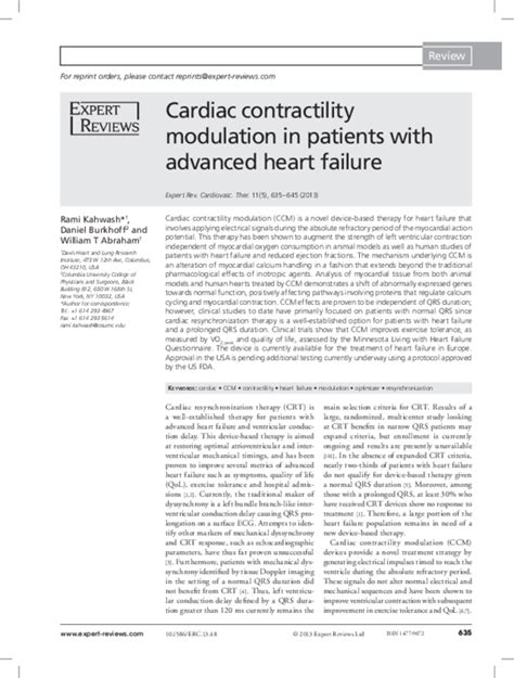 Pdf Cardiac Contractility Modulation In Patients With Advanced Heart