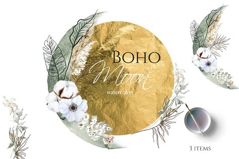 Autumn Art Boho Wedding Nocturnal Watercolor Flowers Digital Clipart