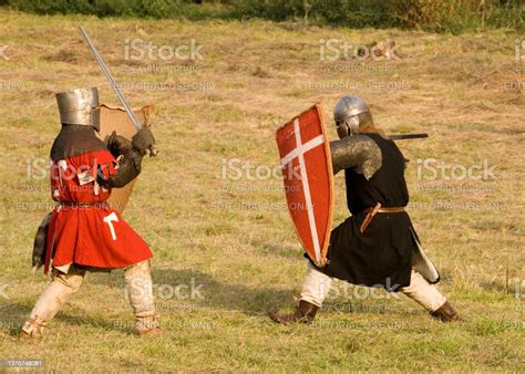 Medieval Knights Fight In Armor Stock Photo Download Image Now